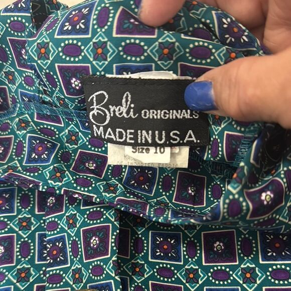 BRELI Original Vintage Elegant Blue Patterned Dress - Picture 9 of 9